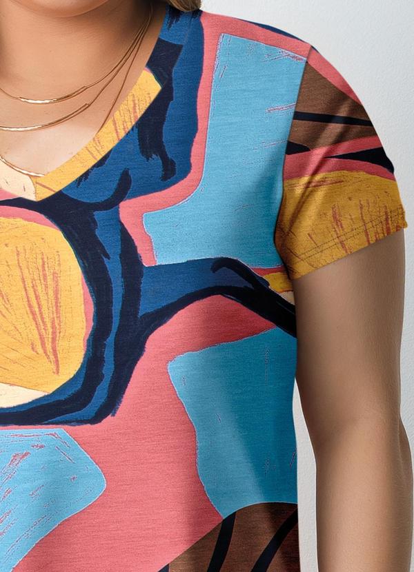 Quintess - Vestido Folhagem Geométrica em Malha de Viscose 6