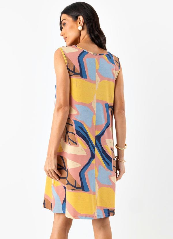 Quintess - Vestido Folhagem Geométrica em Malha de Viscose 2
