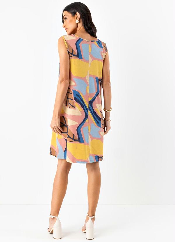 Quintess - Vestido Folhagem Geométrica em Malha de Viscose 4