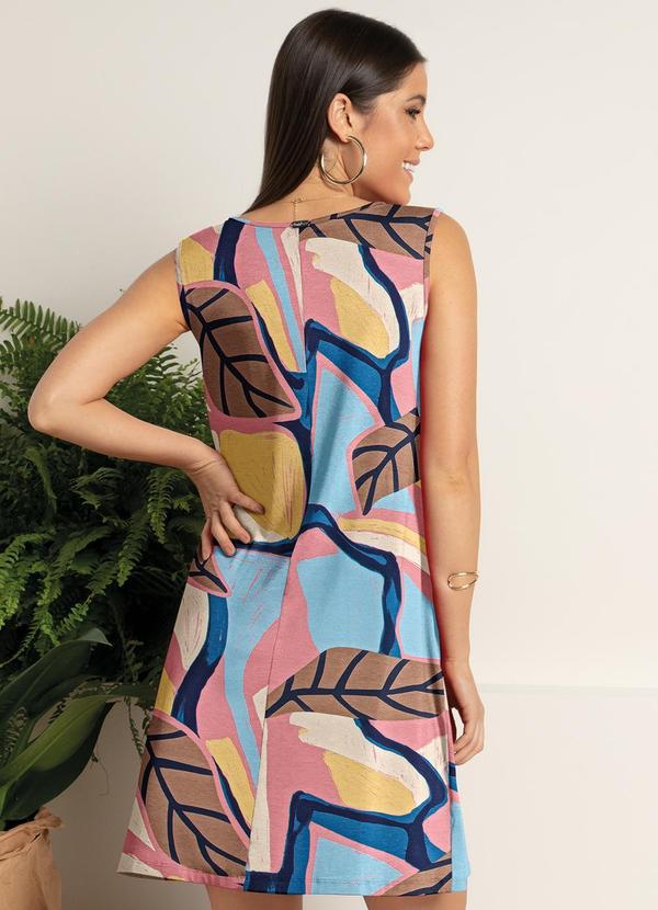 Quintess - Vestido Folhagem Geométrica em Malha de Viscose 6