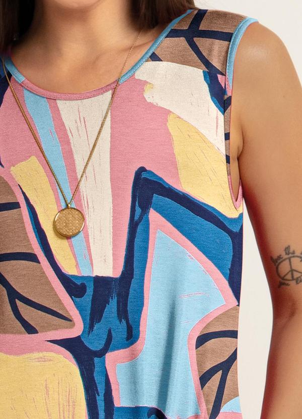 Quintess - Vestido Folhagem Geométrica em Malha de Viscose 9