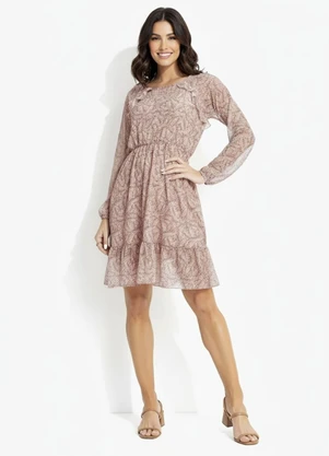 Quintess - Vestido Folhagem Marrom em Tule - QUINTESS