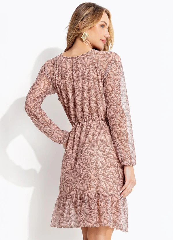 Quintess - Vestido Folhagem Marrom em Tule 2