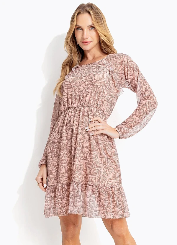 Quintess - Vestido Folhagem Marrom em Tule 3