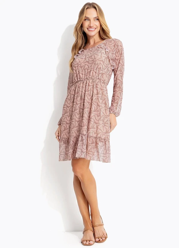 Quintess - Vestido Folhagem Marrom em Tule 5