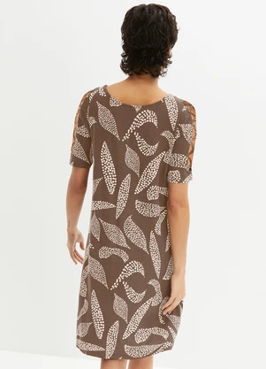 bonprix - Vestido Folhagem Pontilhada em Linho - BONPRIX