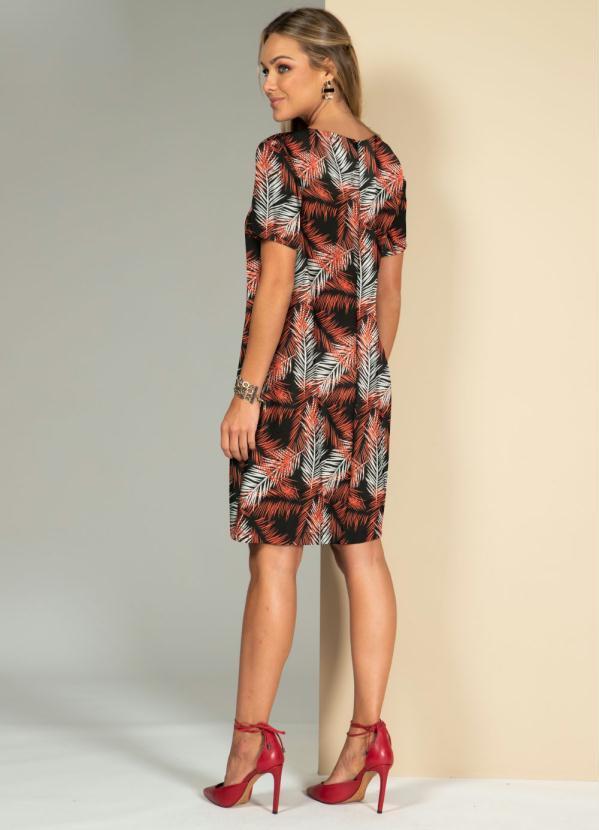 Quintess - Vestido Folhagem Preta com Bolsos 4