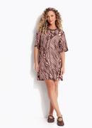 Vestido Folhagem Ros� em Malha de Viscose