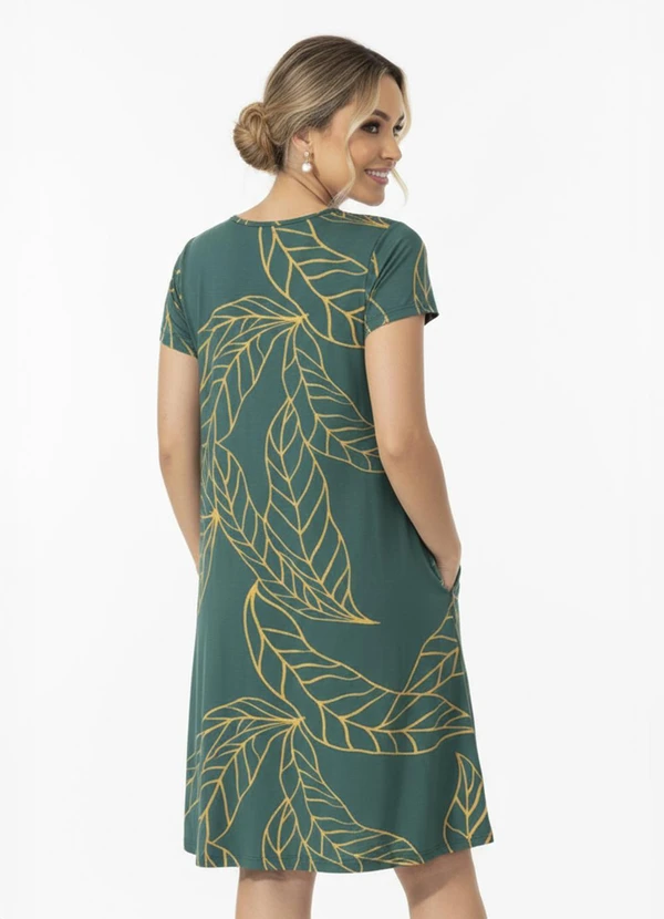 Quintess - Vestido Folhagem Verde com Bolsos 3