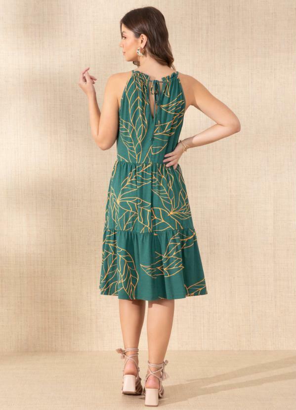 Quintess - Vestido Folhagem Verde com Decote Halter 2