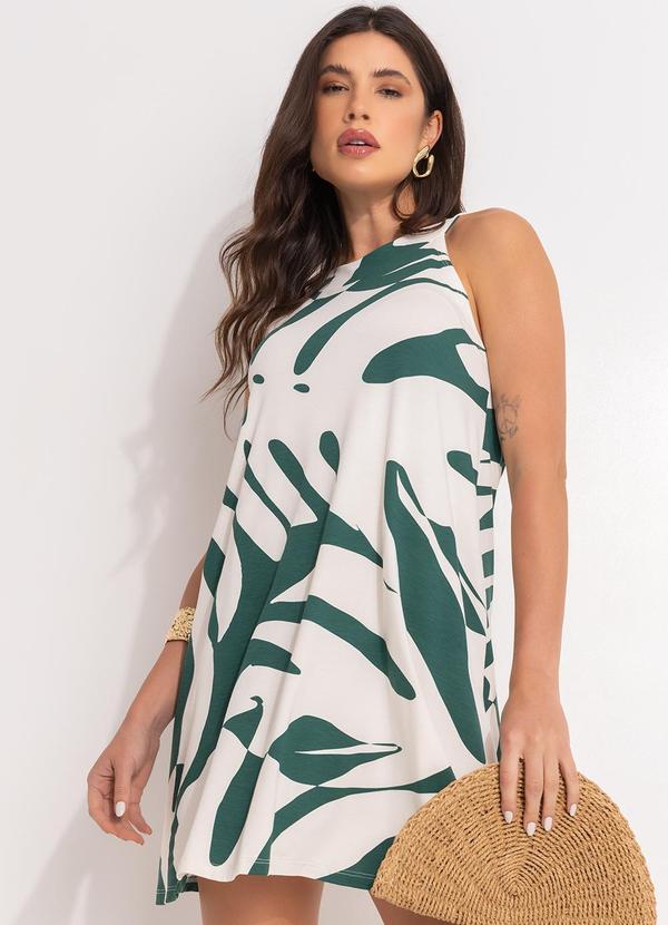 Quintess - Vestido Folhagem Verde em Malha de Viscose 5