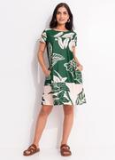 Vestido Folhagem Verde em Malha Texturizada