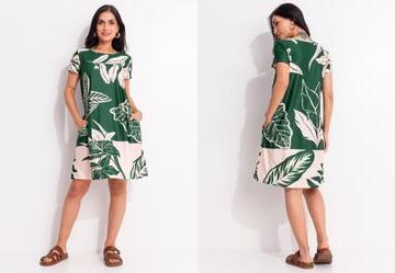 Vestido Folhagem Verde em Malha Texturizada