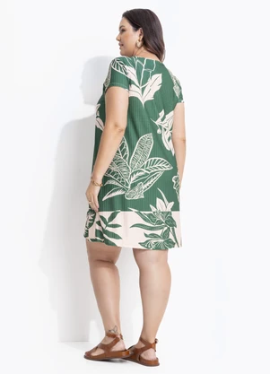 Quintess - Vestido Folhagem Verde em Malha Texturizada - QUINTESS