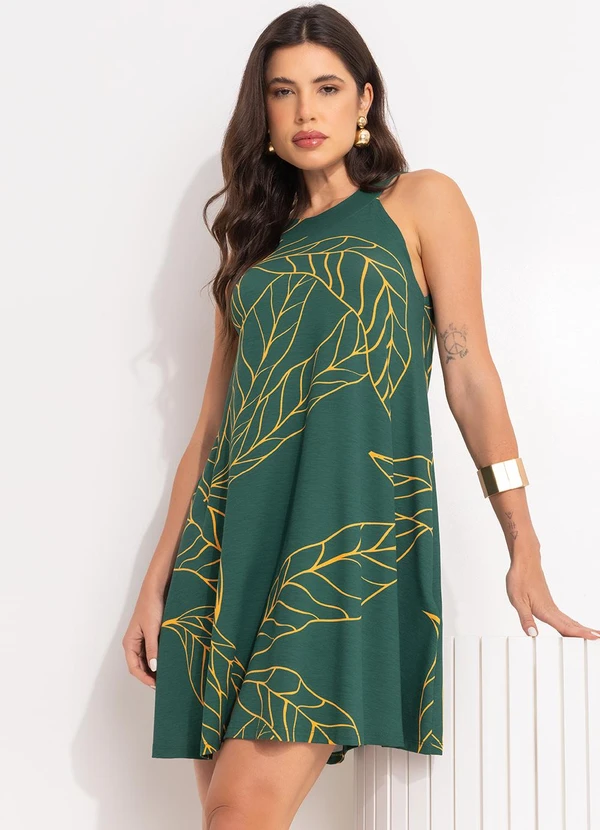 Quintess - Vestido Folhagem Verde