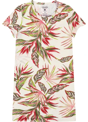 Malwee - Vestido Folhagens em Malha Off White - MALWEE