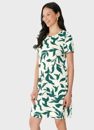 Malwee - Vestido Folhagens em Malha Verde  - MALWEE
