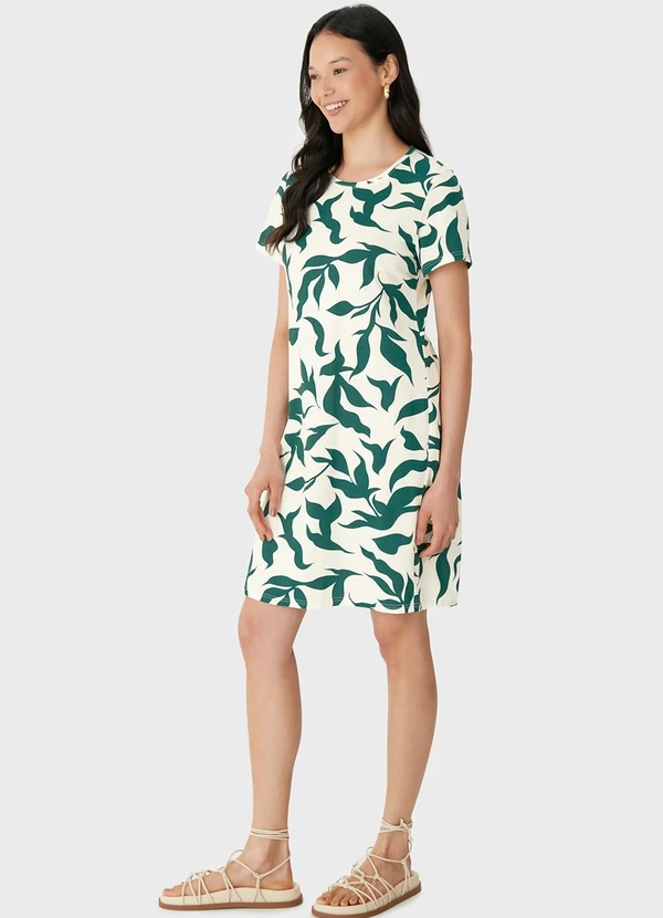 Malwee - Vestido Folhagens em Malha Verde  2