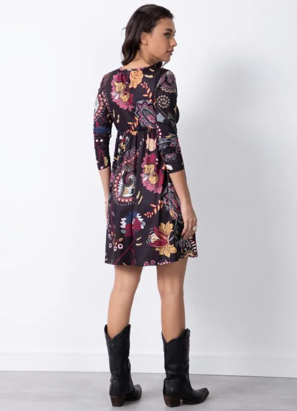 Quintess - Vestido Folk Dark Curto com Tassél 6