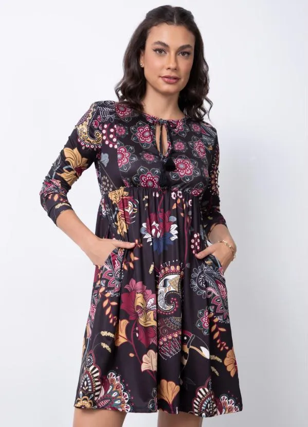 Quintess - Vestido Folk Dark Curto com Tassél 5