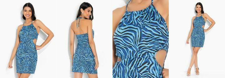Vestido Frente nica Tigra Azul com Aberturas