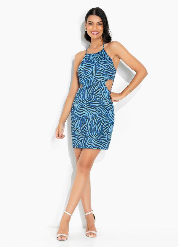 Moda Pop - Vestido Frente Única Tigra Azul com Aberturas 4