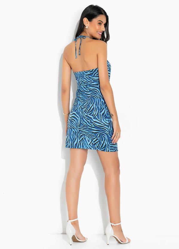 Moda Pop - Vestido Frente Única Tigra Azul com Aberturas 5