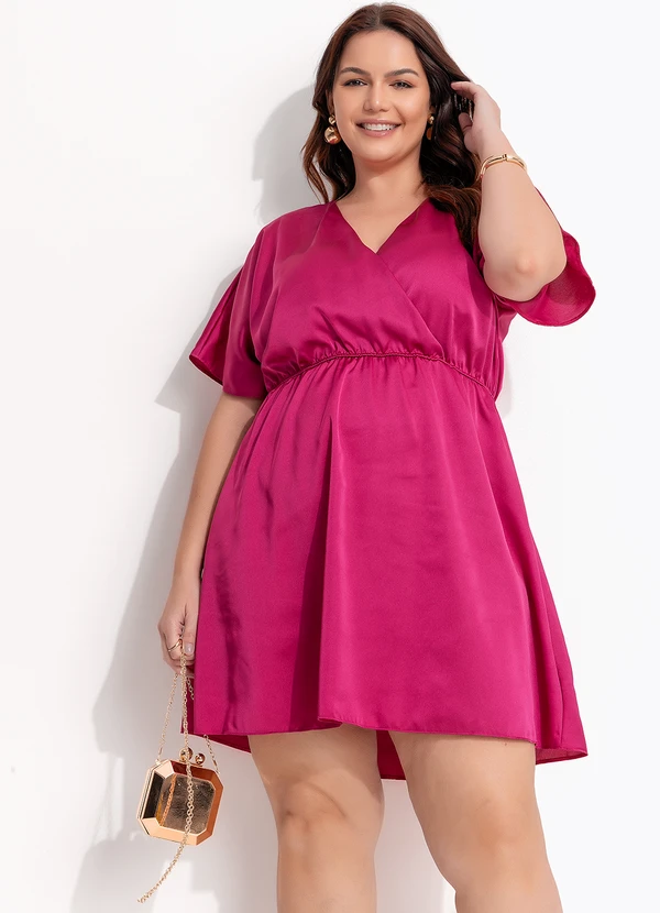 Quintess - Vestido Fúcsia em Crepe Plano Acetinado 12