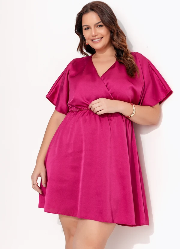 Quintess - Vestido Fúcsia em Crepe Plano Acetinado 13