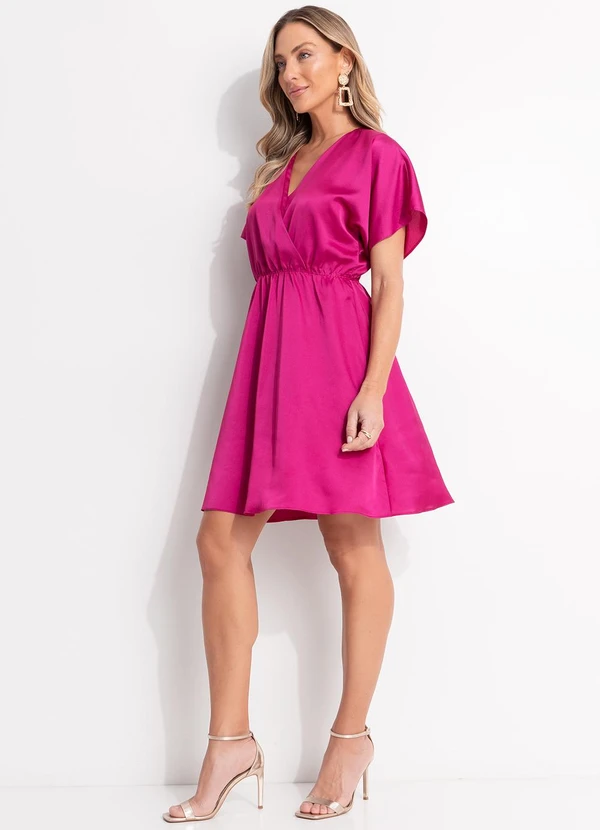 Quintess - Vestido Fúcsia em Crepe Plano Acetinado 6