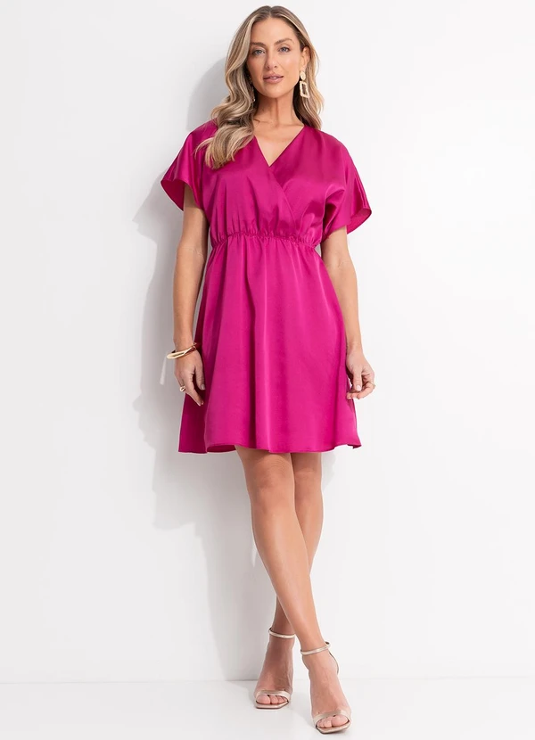 Quintess - Vestido Fúcsia em Crepe Plano Acetinado 8