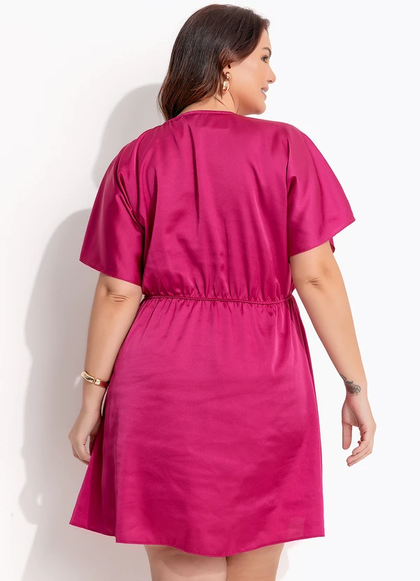 Quintess - Vestido Fúcsia em Crepe Plano Acetinado 10