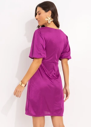 Quintess - Vestido Fúcsia em Malha Illusione - QUINTESS