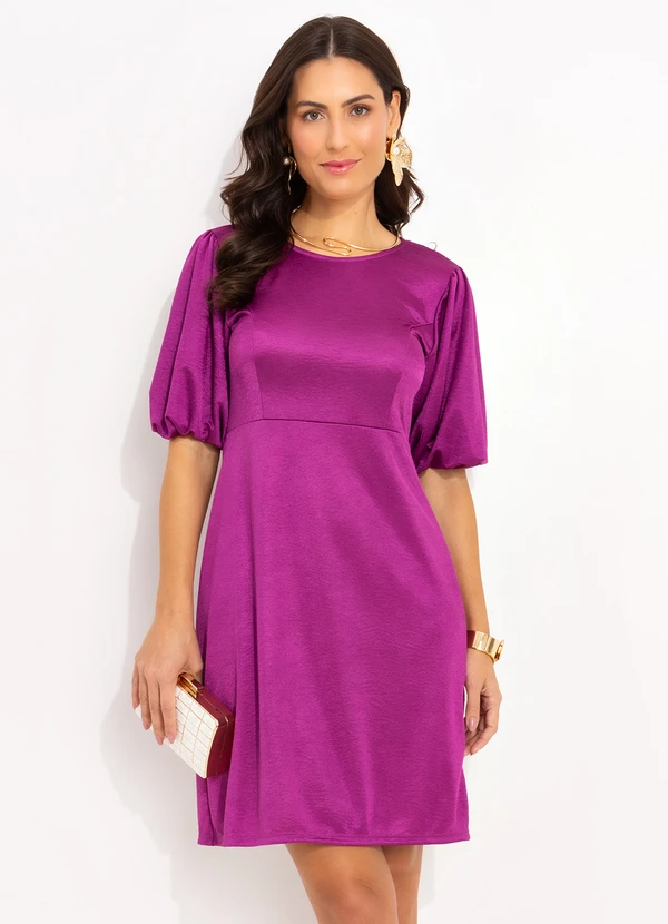 Quintess - Vestido Fúcsia em Malha Illusione