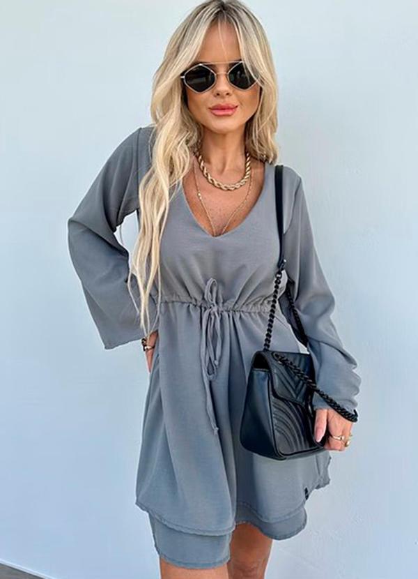 Amo Brand - Vestido Gaby Manga Longa Cinza 5