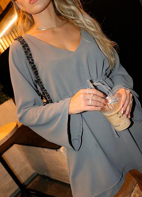 Amo Brand - Vestido Gaby Manga Longa Cinza 6