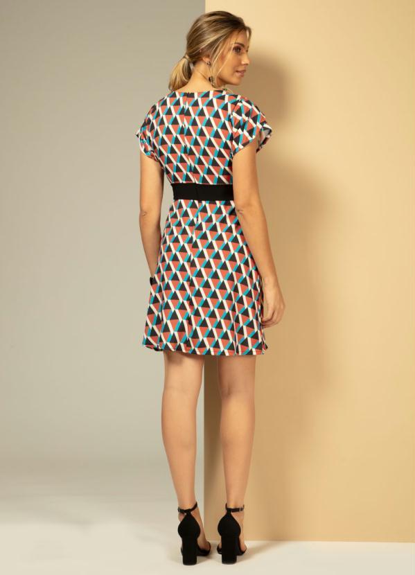 Quintess - Vestido Geométrico Azul com Recorte 4