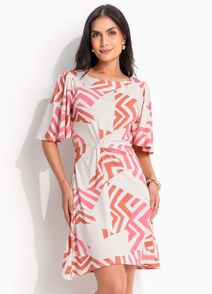 Vestido (Geomtrico Bicolor) em Malha de Viscose