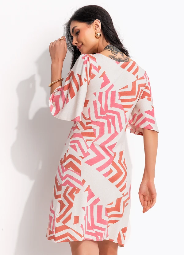Quintess - Vestido Geométrico Bicolor em Malha de Viscose 7