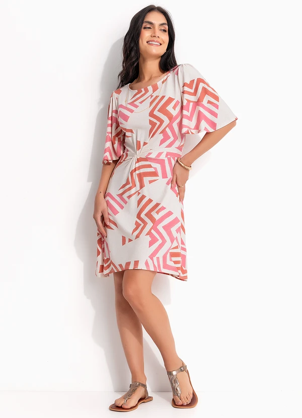 Quintess - Vestido Geométrico Bicolor em Malha de Viscose 5