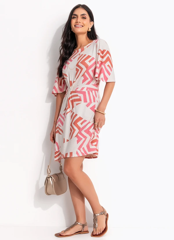 Quintess - Vestido Geométrico Bicolor em Malha de Viscose 3