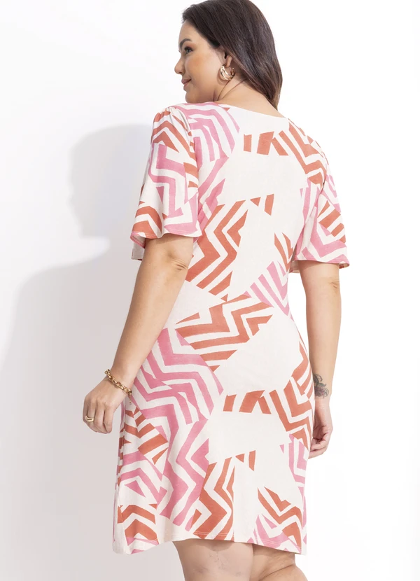 Quintess - Vestido Geométrico Bicolor em Malha de Viscose 1