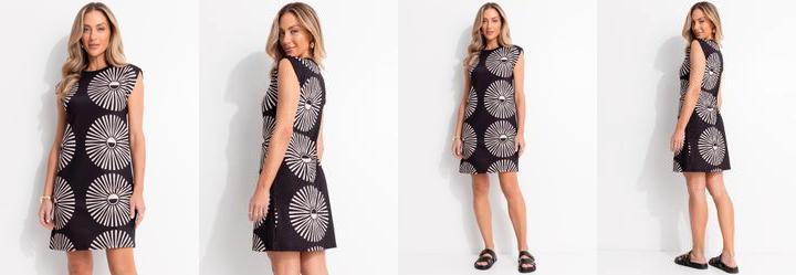 Vestido Geométrico Bicolor em Malha Fria Vestido Geométrico Bicolor em Malha Fria