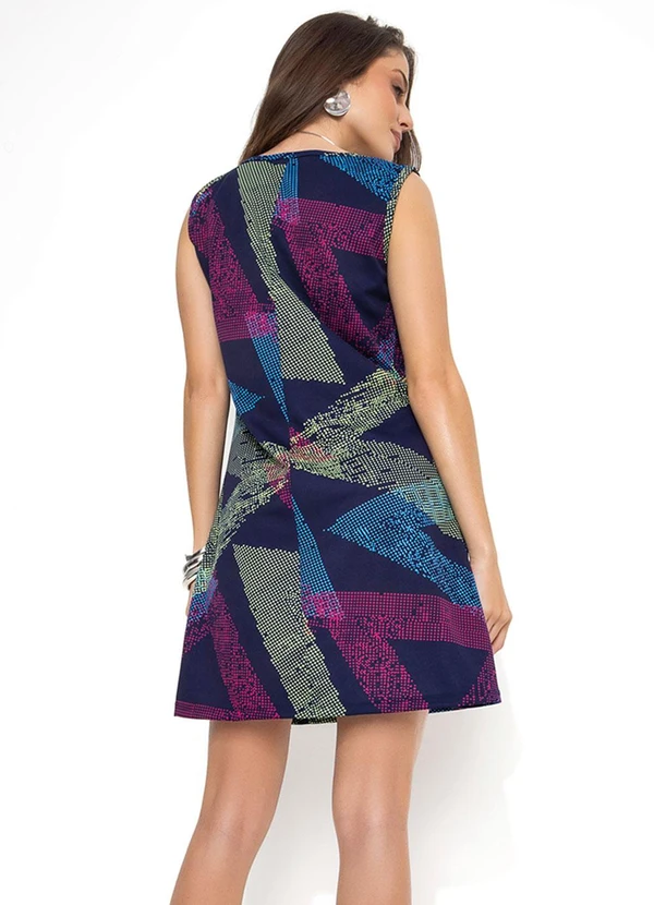 Moda Pop - Vestido Geométrico Colorido em Malha 2