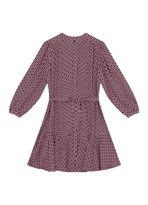 Enfim - Vestido Geométrico Curto Evasê em Crepe Bordô - ENFIM