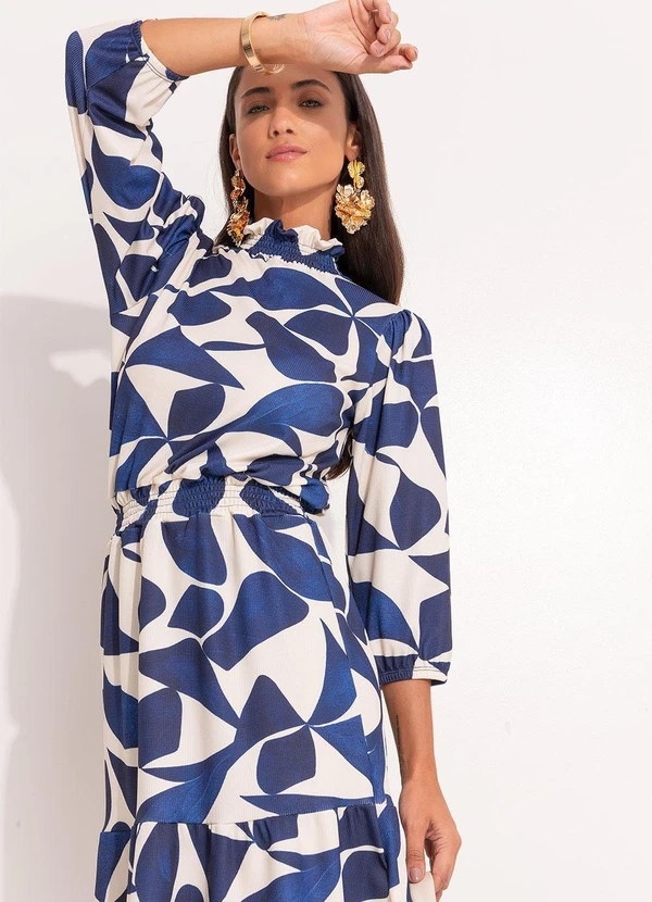 Quintess - Vestido Geométrico em Malha Canelada 11