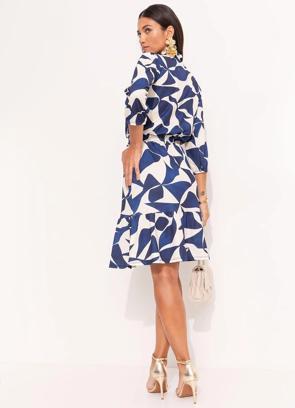 Quintess - Vestido Geométrico em Malha Canelada 9