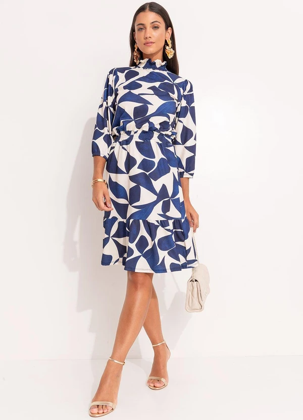 Quintess - Vestido Geométrico em Malha Canelada 10