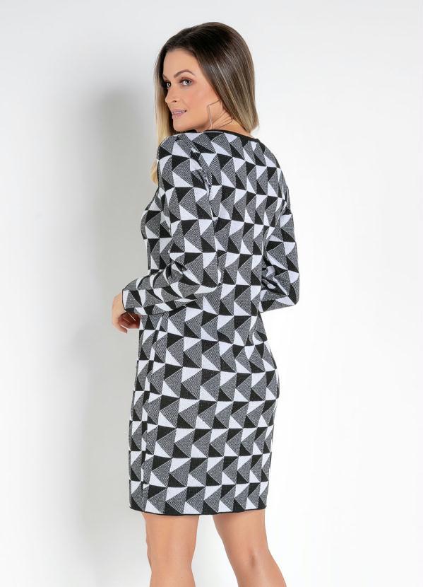 Outlet - Vestido Geométrico Tubinho em Tricô 2