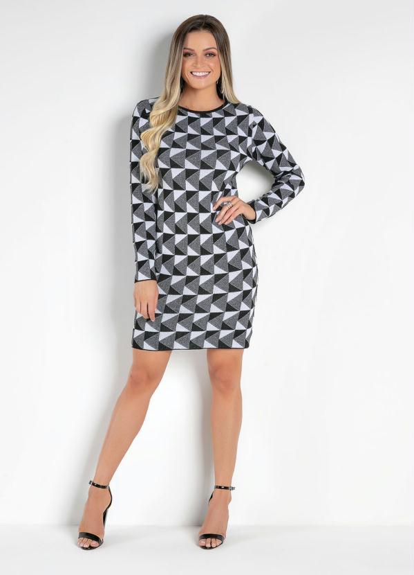 Outlet - Vestido Geométrico Tubinho em Tricô 3